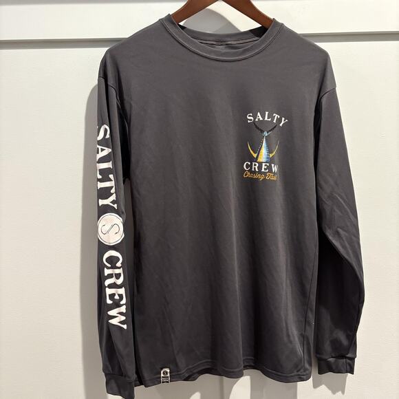 Salty Crew Shirt Mens Small Gray Chasing Tail Long Sleeve Fishing UV Outdoor - Picture 2 of 14